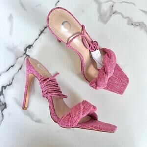 NEW Journee Collection Edelie Tru Comfort Open Toe Pink Sandal Heels Size 8.5